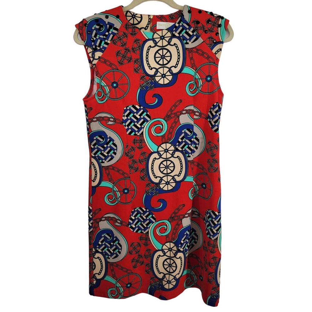 Tracy Negoshian Equestrian Shift Red Dress Medium